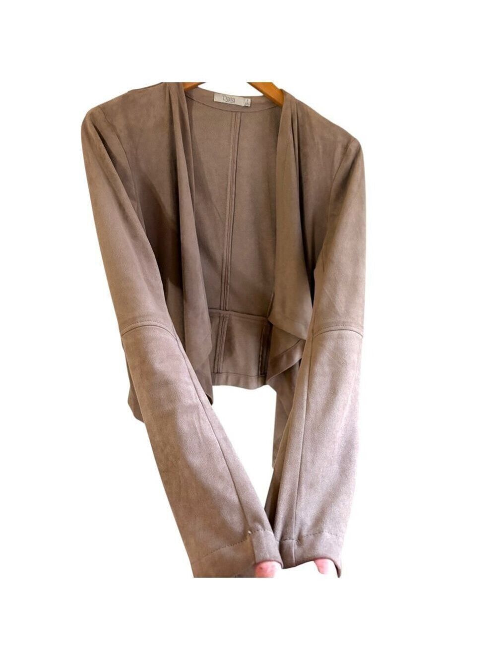 Dalia Women's Taupe Open-Front Waterfall Blazer. Faux Suede. Large. Like new! - Picture 5 of 8